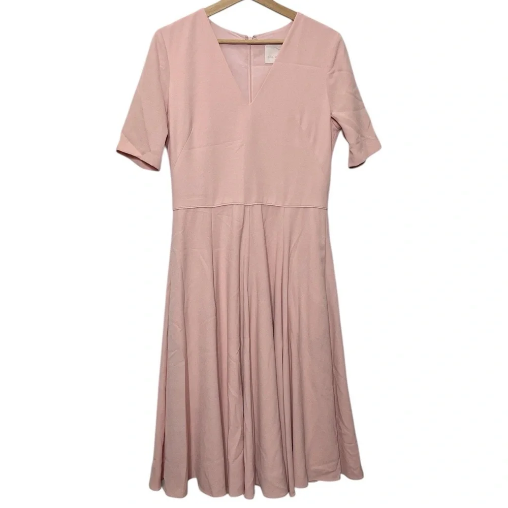 Gal Meets Glam Edith Midi Dress Pink Fit & Flare Short Sleeve Size‎ 10 - Picture 2 of 10